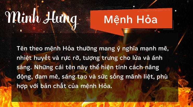Minh Hưng rất phù hợp với bé sinh mệnh Hỏa