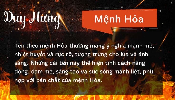 Ý nghĩa tên Duy Hưng? Mệnh nào hợp với tên Duy Hưng?